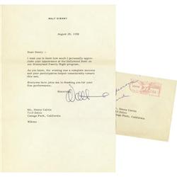 Walt Disney Singed Letter to Henry Calvin