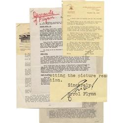 Errol Flynn Lot of Signed Letters and Documents