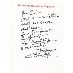 Katharine Hepburn Handwritten Note
