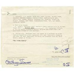 Carolyn Jones Signed Contract
