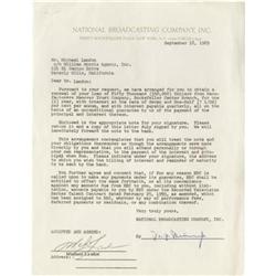 Michael Landon Signed Agreement. A one-page agre