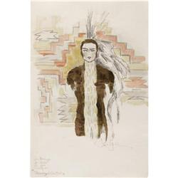 Katharine Hepbun Sketch for "Dragon Seed"by Emil