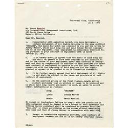 Henry Mancini Signed "Charade" Contract