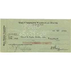 Check to Louis B. Mayer from Metro Pictures
