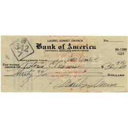 Marilyn Monroe Signed Check.