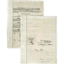 Marilyn Monroe Signed 20th Century Fox Contract