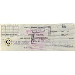 Marilyn Monroe Signed Check