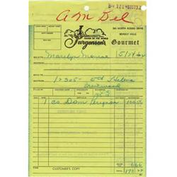 Marilyn Monroe's Champagne Bill from 1962