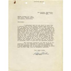 Sam Wood Signed "Pride of the Yankees" Agreement