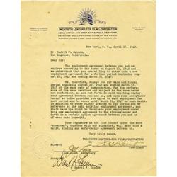 Darryl Zanuck Signed Employment Agreement