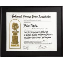 Peter Fonda HFPA Certificate of Nomination