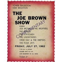 Beatles/Joe Brown Show Ticket. This comp ticket