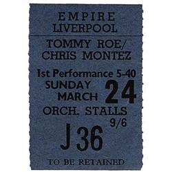 Beatles Liverpool Concert Stub. A used ticket to