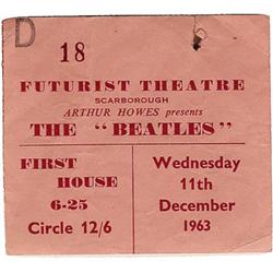 Beatles Scarborough Concert Ticket Stub.