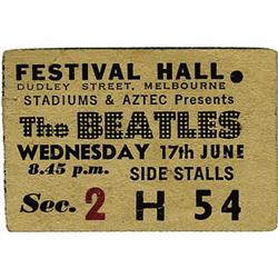 Beatles Melbourne Concert Ticket Stub