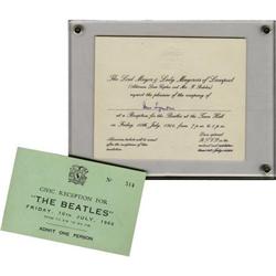 Beatles Town Hall Reception Ticket and Invitatio