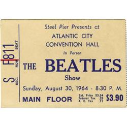 Beatles Atlantic City 1964 Ticket Stub