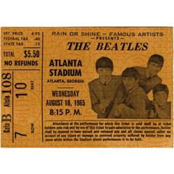 Beatles Atlanta Stadium Concert Ticket Stub '65