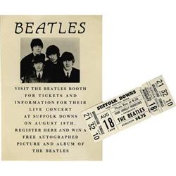 Beatles Suffolk Downs Concert Ticket and Handbil