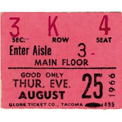 Beatles Seattle Coliseum Concert Ticket Stub