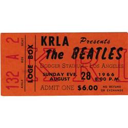 The Beatles Dodger Stadium Concert Ticket Stub