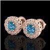 Image 1 : 1.32 ctw Fancy Intense Blue Diamond Art Deco Earrings 18k Rose Gold - REF-178M2G