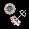 Image 3 : 1.32 ctw Fancy Intense Blue Diamond Art Deco Earrings 18k Rose Gold - REF-178M2G