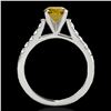 Image 2 : 1.45 ctw Certified SI/I Fancy Intense Yellow Diamond Ring 10k White Gold - REF-231G8W