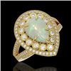 Image 1 : 4.19 ctw Certified Opal & Diamond Victorian Ring 14K Yellow Gold - REF-148A2N