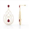 Image 3 : 6.40 ctw Ruby & Micro Pave VS/SI Diamond Earrings 14k Yellow Gold - REF-381W8H