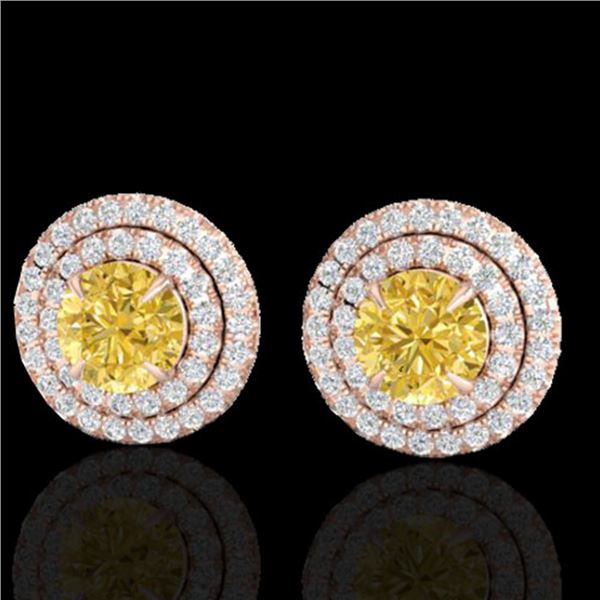 2 ctw Citrine & Micro Pave VS/SI Diamond Stud Earrings 14k Rose Gold - REF-79K8Y