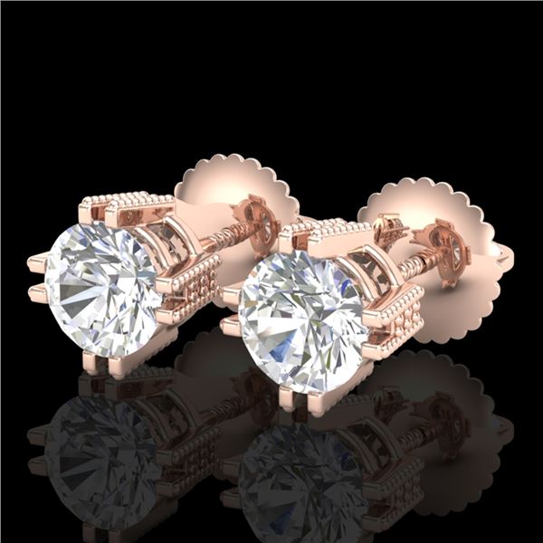 1.07 ctw VS/SI Diamond Solitaire Art Deco Stud Earrings 18k Rose Gold - REF-200W2H