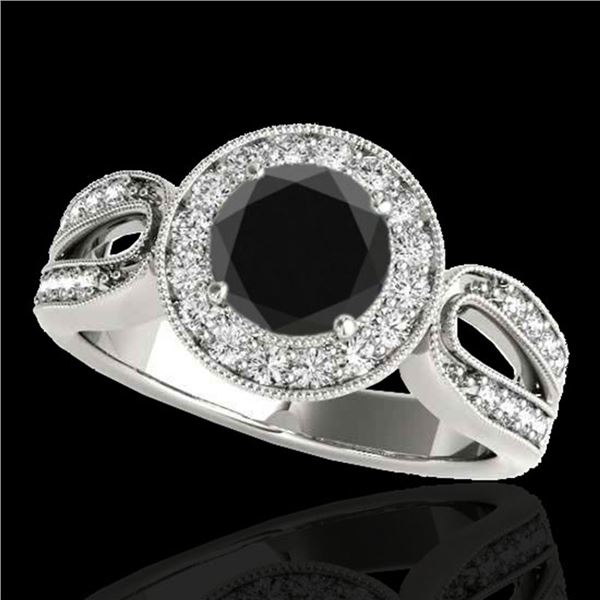 1.4 ctw Certified VS Black Diamond Solitaire Halo Ring 10k White Gold - REF-57R8K