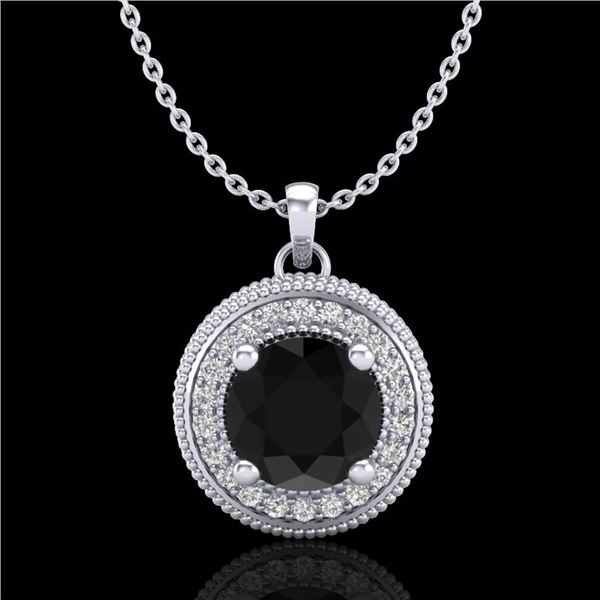 1.25 ctw Fancy Black Diamond Art Deco Stud Necklace 18k White Gold - REF-89M3G