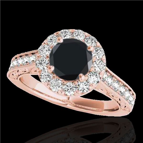 2.22 ctw Certified VS Black Diamond Solitaire Halo Ring 10k Rose Gold - REF-79M3G