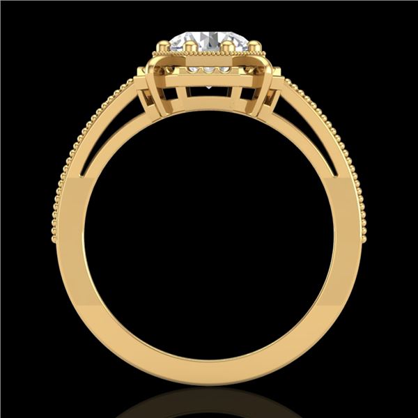 1 ctw VS/SI Diamond Solitaire Art Deco Ring 18k Yellow Gold - REF-318M3G