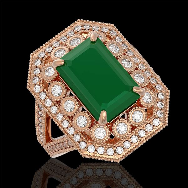 7.11 ctw Certified Emerald & Diamond Victorian Ring 14K Rose Gold - REF-178H2R