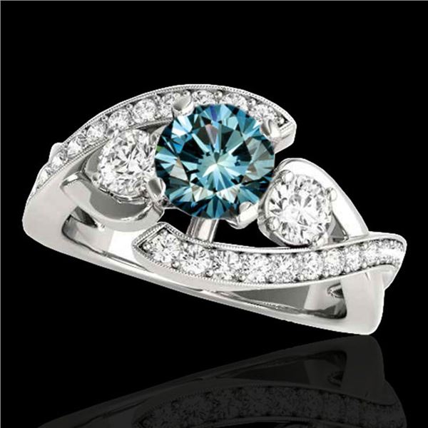 1.76 ctw SI Certified Fancy Blue Diamond Bypass Ring 10k White Gold - REF-170M5G