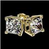 Image 3 : 2 ctw Certified VS/SI Quality Princess Diamond Stud Earrings 10k Yellow Gold - REF-478W6H