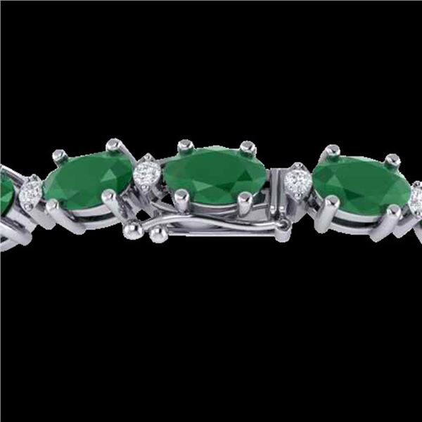 15 ctw Emerald & VS/SI Diamond Certified Eternity Bracelet 10k White Gold - REF-122G8W