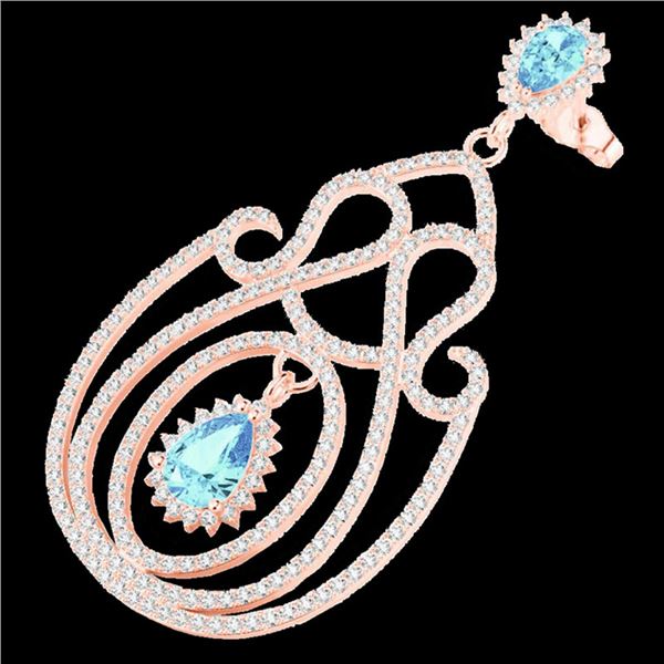 6.40 ctw TOPAZ & Micro Pave VS/SI Diamond Earrings 14k Rose Gold - REF-381X8A