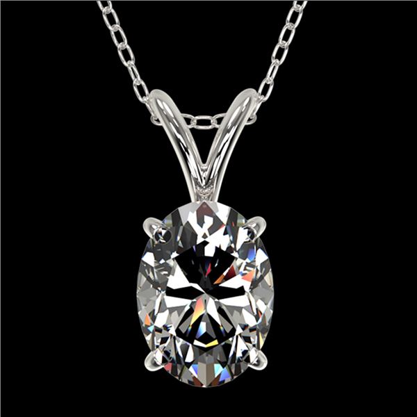 1 ctw Certified VS/SI Quality Oval Diamond Necklace 10k White Gold - REF-239G3W