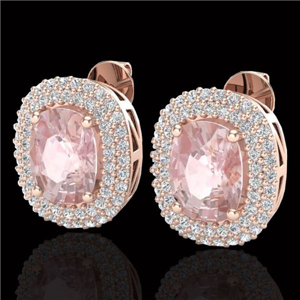 5.50 ctw Morganite & Micro Pave VS/SI Diamond Earrings 14k Rose Gold - REF-147R8K