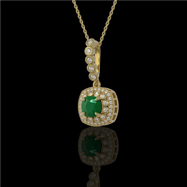 2.55 ctw Certified Emerald & Diamond Victorian Necklace 14K Yellow Gold - REF-100W2H