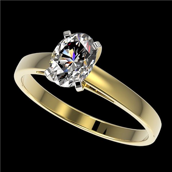 1 ctw Certified VS/SI Quality Oval Diamond Solitaire Ring 10k Yellow Gold - REF-243G2W