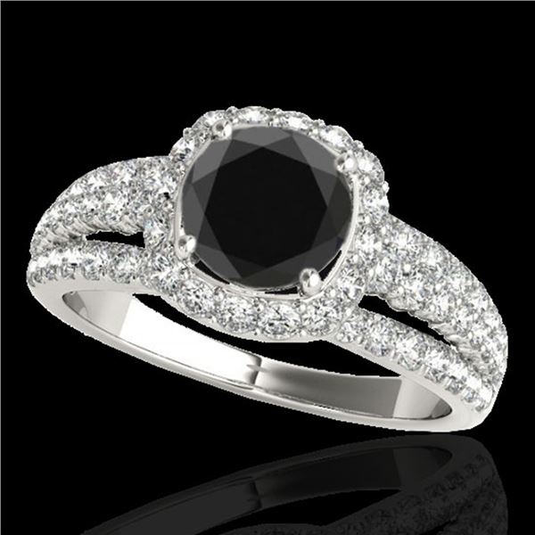 2.25 ctw Certified VS Black Diamond Solitaire Halo Ring 10k White Gold - REF-79Y9X