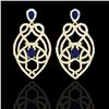 Image 1 : 7 ctw Sapphire & Micro VS/SI Diamond Heart Earrings 14k Yellow Gold - REF-381W8H
