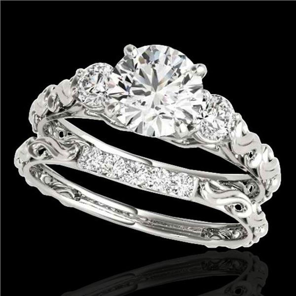 1.35 ctw Certified Diamond 3 Stone Ring 10k White Gold - REF-177K3Y