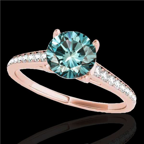 1.5 ctw SI Certified Fancy Blue Diamond Solitaire Ring 10k Rose Gold - REF-132M3G