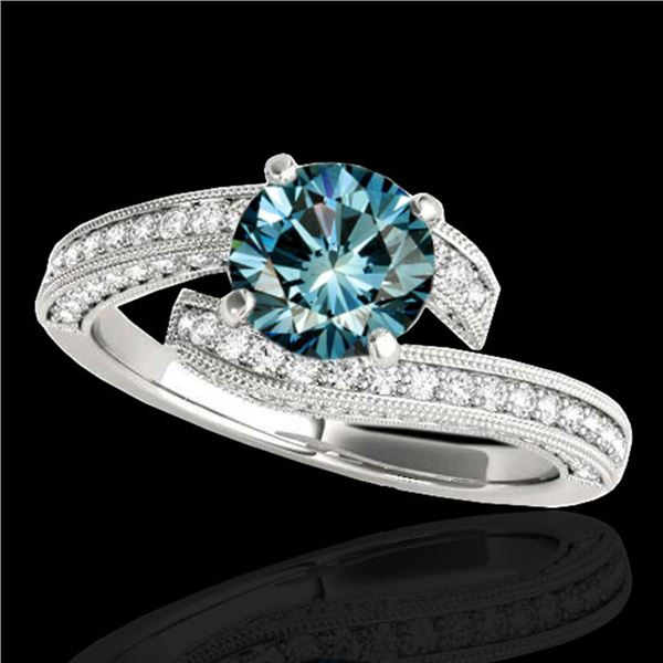 2 ctw SI Certified Fancy Blue Diamond Bypass Solitaire Ring 10k White Gold - REF-170A5N